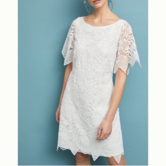 NWT Anthropologie Charleston Lace Mini Dress White NWT Size 6 - Picture 1 of 4